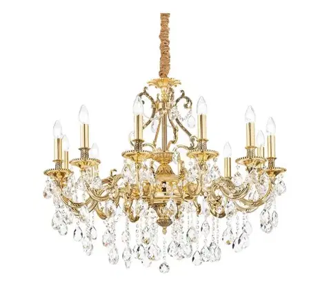 Svietidlá Ideal Lux - Krištáľový luster na reťazi GIOCONDA 12xE14/40W/230V pr. 90 cm zlatá 164960