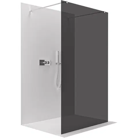 Sprchové dvere CERANO - Sprchová zástena Walk-in Onyx Duo Ľ/P - 8 mm - hranatá vzpera - chróm, grafitové sklo - 50x200 CER-8050BD1756