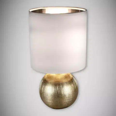 Moderné lampy do obývačky Stolná lampa Perlo E14 zlato/biely 03291 LB