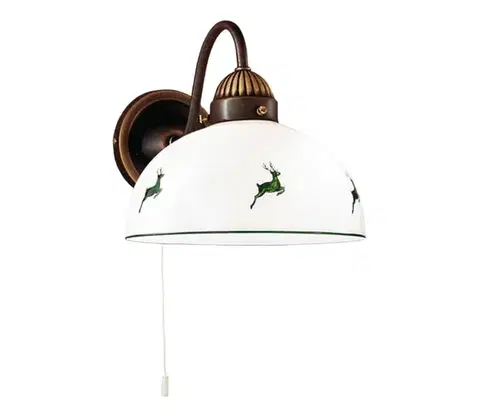 Svietidlá Kolarz 731.61.100 - Nástenná lampa NONNA 1xE27/75W/230V hnedá/jelene zelená 731.61.100