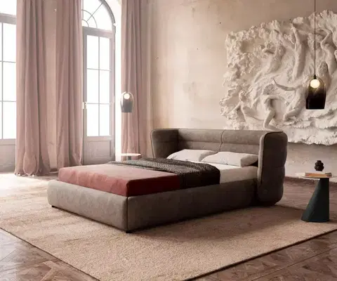 Čalúnené postele DELIFE Čalúnená posteľ Simea 140x200 cm mikrovlákno taupe vintage