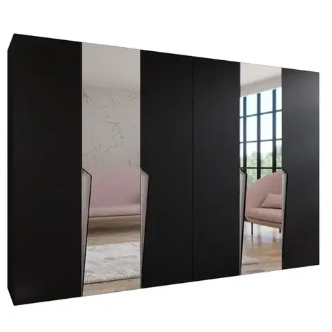 Šatníkové skrine Skriňa Piano 2-300 (2x150) čierna/kašmír