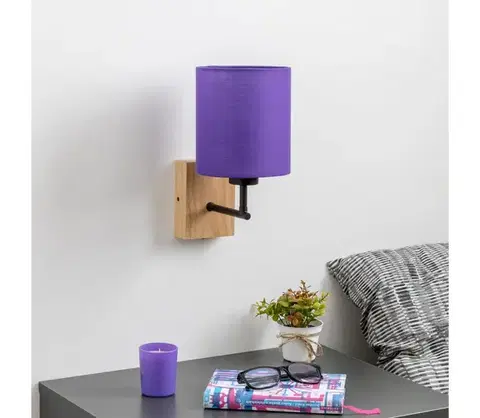 Svietidlá BRILAGI - Nástenná lampa NUBILA WOOD 1xE27/25W/230V dub/fialová BG1561+BG1580