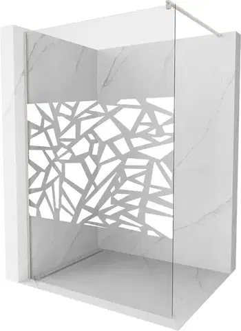 Sprchové dvere MEXEN/S - Kioto Sprchová zástena Walk-in 70 x 200, biely vzor 8 mm, nikel kartáčovaná 800-070-101-97-85