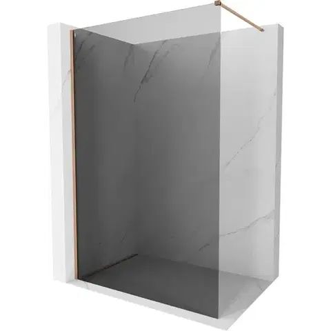 Sprchové dvere MEXEN/S - Kyoto-X Sprchová zástena WALK-IN 90 x 200, grafit 10 mm, meď kartáčovaná 800-090-101-65-40-X