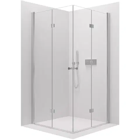 Sprchovacie kúty CERANO - Sprchovací kút Volpe Duo Ľ/P - 6 mm - chróm, transparentné sklo - 100x120x190 - zalamovacie CER-703369