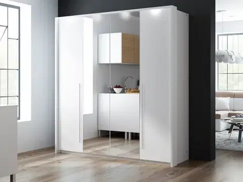 Šatníkové skrine REMA  210 moderná šatníková skriňa, biela