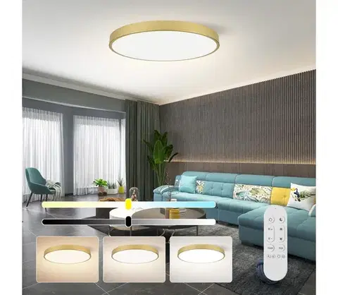 Svietidlá  NEO 07311L-LED Stmievateľné stropné svietidlo SEMPLICI 96W/230V priemer 80 cm Wi-Fi Tuya zlaté + diaľkové ovládanie 07311L