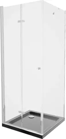 Vane MEXEN/S - Lima sprchovací kút zalamovacie dvere 80 x 80, transparent, chróm + Flat čierna vanička so sifónom 856-080-080-01-00-4070