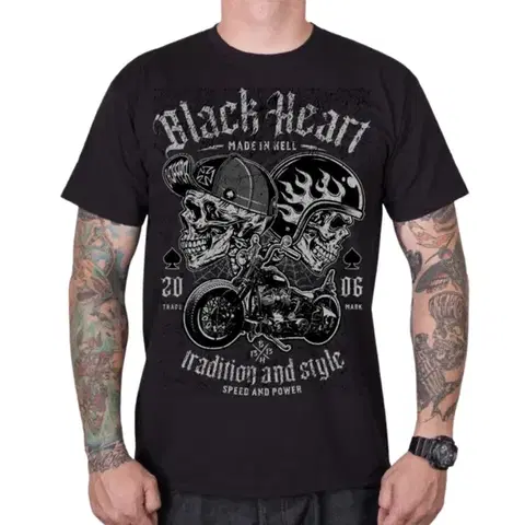 Pánske tričká Tričko BLACK HEART Traditional and Style čierna - M
