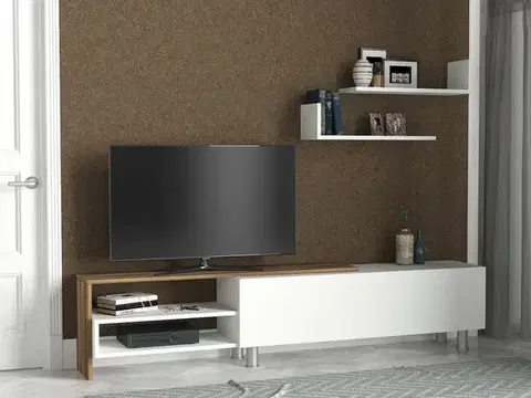Obývacie steny DESIGN obývacia stena, biela/orech