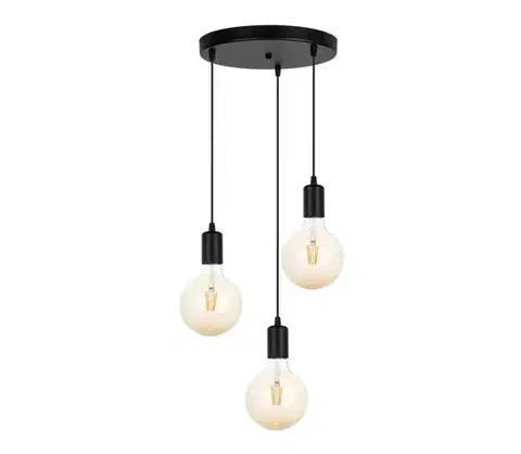 Svietidlá  Luster na lanku MIROS 3xE27/60W/230V guľatý čierna 0058