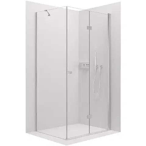 Sprchovacie kúty CERANO - Sprchovací kút Volpe L/P - 6 mm - chróm, transparentné sklo - 100x70x190 - zalamovacia CER-427213