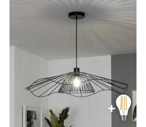 Svietidlá BRILAGI - LED luster na lanku CERIA WIRE 1xE27/40W/230V priemer 80 cm čierna BG3987+EG300157+EG300163