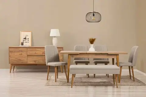 Jedálenské sety Set s rozkladacím stolom, stoličkami a konzolou (7 kusov) Vina 03 1005 - Atlantic Pine, Cream