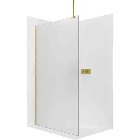 Sprchovacie kúty CERANO - Sprchová zástěna Walk-in Onyx Top Round L/P - 8 mm - kulatá vzpěra - zlatá, mléčné sklo - 160x200  CER-8050BD1539