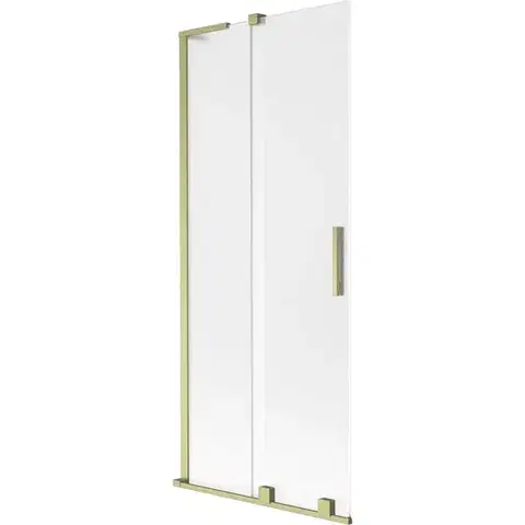 Sprchové dvere MEXEN/S - Velar L dvojkrídlová posuvná vaňová zástena 80 x 150, dekor, zlatá kartáčovaná 896-080-003-31-55