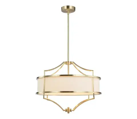 Svietidlá Open Design OR80933 - Luster na tyči STESSO 4xE27/15W/230V pr. 55 cm mosadz/biela OR80933