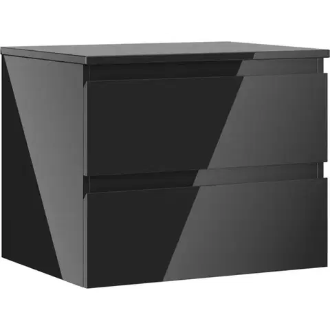 Kúpeľňový nábytok MEXEN/S - Orio kúpeľňová skrinka pod umývadlo 60 cm s doskou, 2 zásuvky, čierna lesk 91A10-06047-2-BFFC70
