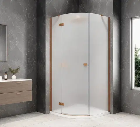 Sprchové dvere POLYSAN - GLOBE COPPER MATT štvrťkruhová sprchová zástena 900x900, matné sklo, ľavá GB2690MLPG