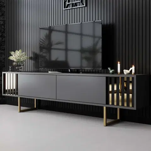 TV stolíky TV stolík Gold Line - Anthracite, Gold