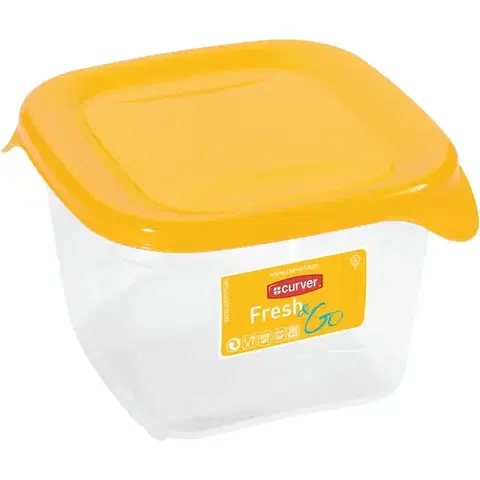 Dekorácie a bytové doplnky Štvorcová nádoba na potraviny. Fresh&Go 182243 žltá/trans