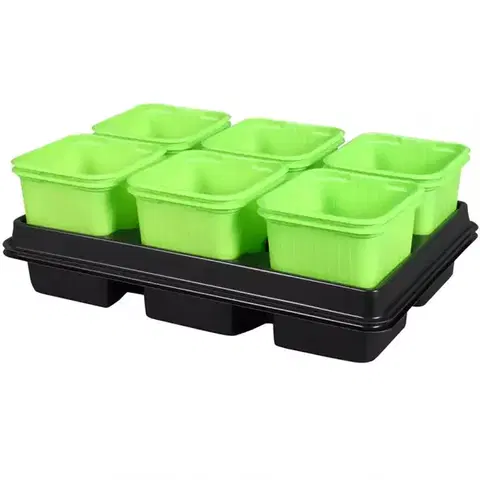 Záhrada Kvetináč sadbový GREEN s podmiskou zelený 8x8x8cm 2x6ks