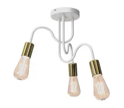 Svietidlá  Prisadený luster DOW 3xE27/60W/230V biela/zlatá 7996