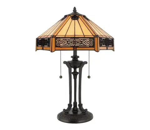 Lampy Elstead QZ-INDUS-TL - Stolová lampa INDUS 2xE27/60W/230V jantárové sklo QZ-INDUS-TL