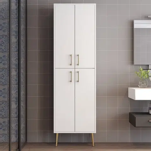Šatňové skrine Viacúčelová skrinka Berlin A - White, Gold