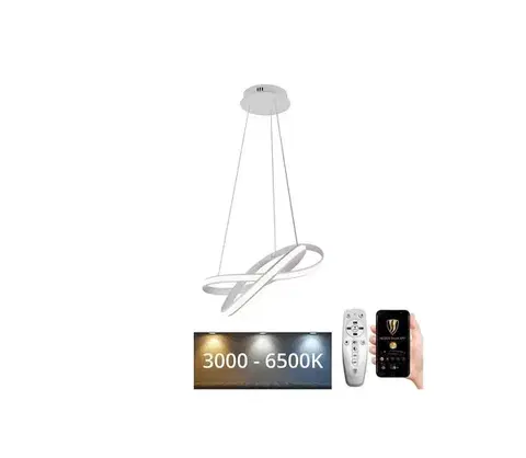 Svietidlá  LED Stmievateľný luster na lanku LED/70W/230V 3000-6500K biela + diaľkové ovládanie J4303/W