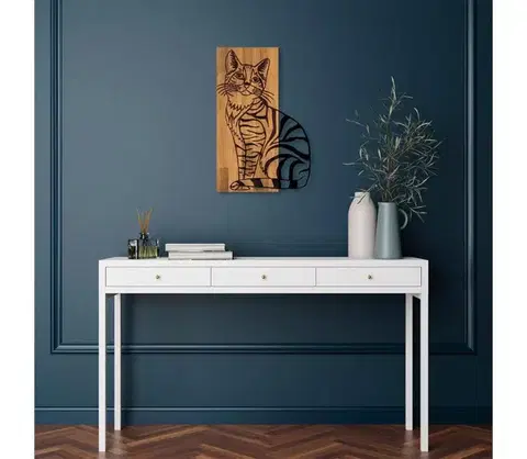 Obrazy  Nástenná dekorácia 38x58 cm mačka drevo/kov 899SKL2398