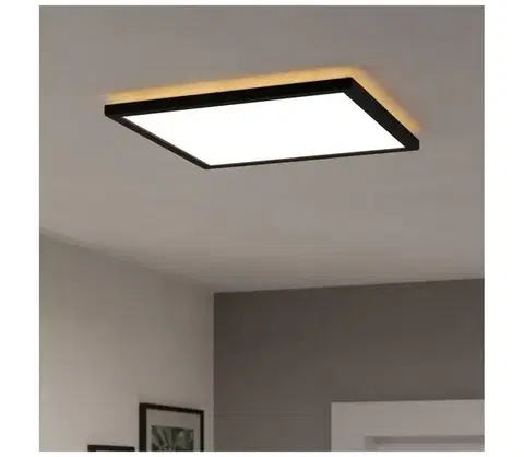 Svietidlá Eglo 901443-LED Kúpeľňové stropné svietidlo ROVITO 17,6W/230V 39x39cm IP44 čierna 901443