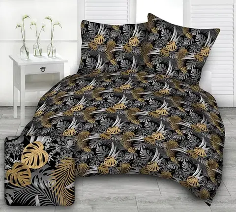 Obliečky Obliečky bavlnené Palmarine Gold TiaHome - 1x Vankúš 90x70cm, 1x Paplón 140x200cm