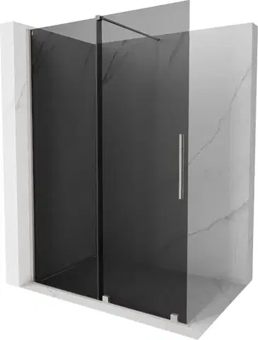 Sprchové dvere MEXEN/S - Velar Sprchová zástena posuvná Walk-in 150 x 200, grafit 8 mm, nikel kefovaná 871-150-000-43-97