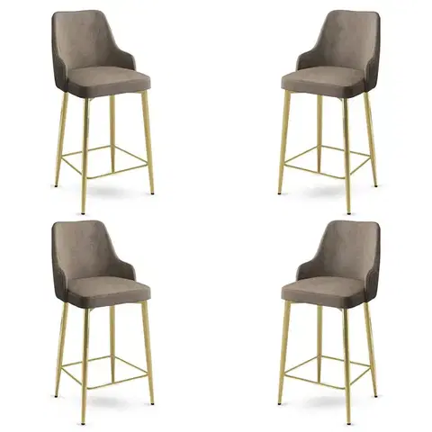 Barové stoličky Bar Stool Set (4 Pieces) Enox - Cappuccino, Gold