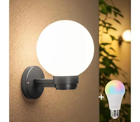 Svietidlá Brilagi -LED RGBW Vonkajšie nástenné svietidlo HARBOR 1xE27/12W/230V IP33 antracit/biela BG3642+AI0819