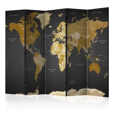 Paravány Paraván World map on dark background Dekorhome