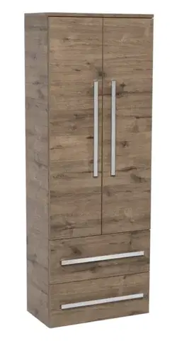 Kúpeľňový nábytok Kúpeľňová skrinka vysoká SAT Cube Way 60x163x33 cm dub wellington CUBE3CHV60DW CUBE3CHV60DW