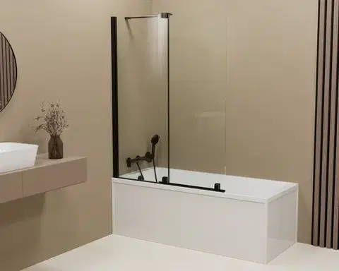 Sprchové dvere POLYSAN - ROLLS BLACK vaňová zástena 1200x1500, číre sklo BS-R120B
