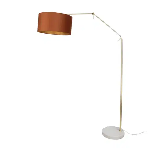 Stojace lampy Stojacia lampa zlatá nastaviteľná s oranžovým tienidlom a zlatým interiérom 50cm - Editor
