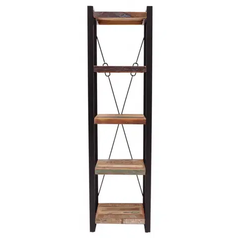 Knižnice Knižnica Retro 60x200x35 recyklovaného mango