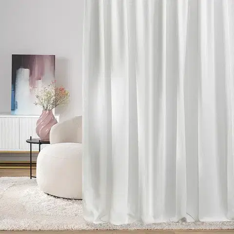 Závesy hotové Záves na riasiacej páske štruktúrovaný biely 140 x 280 cm 1 ks.