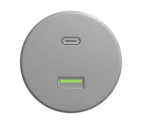 Predlžovacie káble Reblig - Retro USB zásuvka A+C bez rámčeka, sivá S/USB