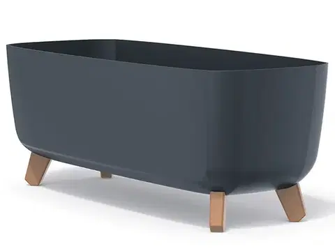 Kvetináče a truhlíky NABBI DGCL600 plastový kvetináč na nožičkách 58 cm antracit