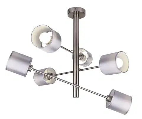 Stropná svetla Závesná stropná lampa v saténovo-niklovom prevedení, 6x40W, Sax