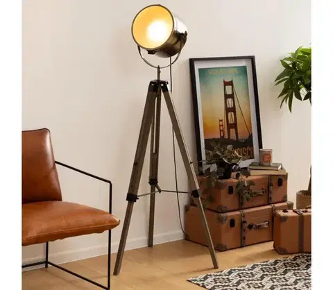Lampy Atmosphera - Stojacia lampa EBOR 1xE27/25W/230V borovica/mosadz 136707