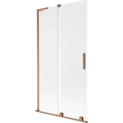 Sprchové dvere MEXEN/S - Velar L dvojkrídlová posuvná vaňová zástena 100 x 150, dekor, meď kartáčovaná 896-100-003-31-65