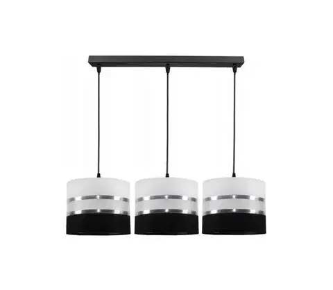 Svietidlá  Luster na lanku CORAL 3xE27/60W/230V čiernobiela 0635