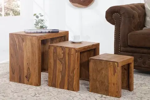 Konferenčné stolíky Odkladací stolík 3 ks MITHRA Dekorhome